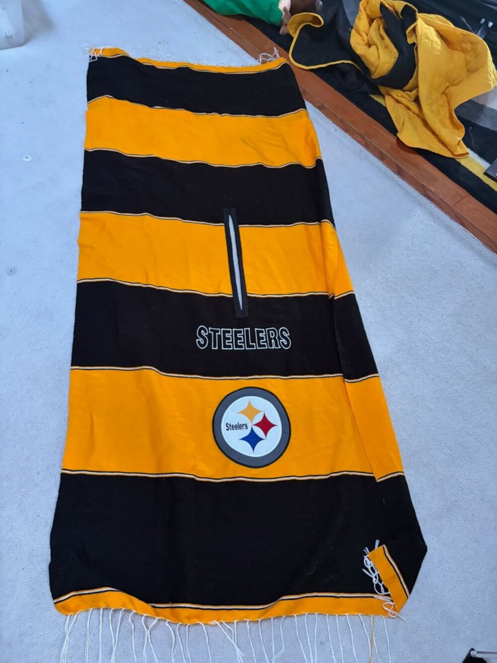 Pittsburgh Steelers Black & Gold Striped Fringed Winter Scarf NFL